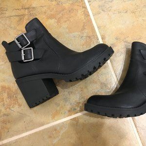 Chinese Laundry Booty (Booties) Black with Buckle Heel Block (Sz. 5/5.5/6)